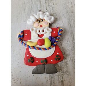 Mrs claus handmade fruit ornament Xmas decor peppermint
